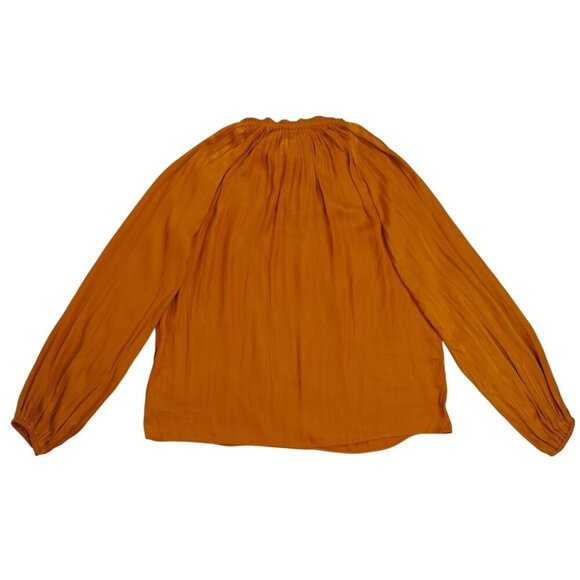 Rachel Roy Mustard Yellow Long-Sleeve Pleated Blouse With Tie Neck Womens Size S - Picture 2 of 9